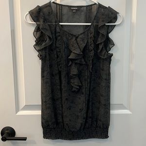 Floral Ruffle Sleeveless Blouse